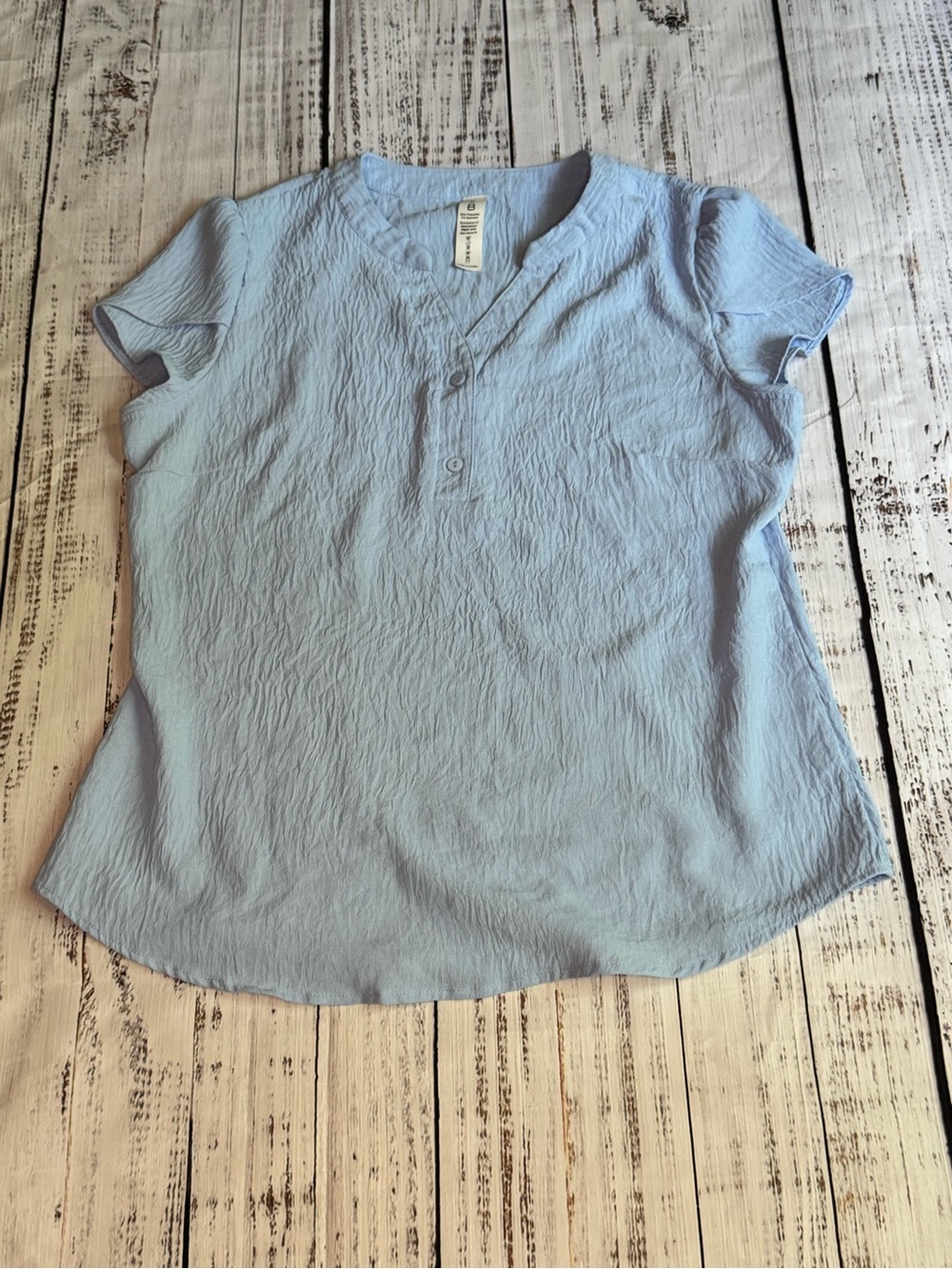 Light Blue Short Sleeve Henley Top